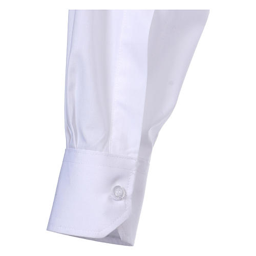 Camisa colarinho Clergy manga longa misto algodão branco In Primis 5