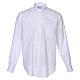 Long Sleeve White Clergy Shirt, mixed cotton In Primis s1