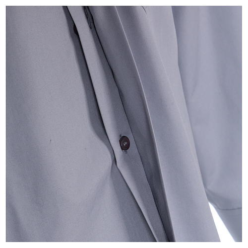 Chemise Clergy longues manches tissu mixte coton gris clair In Primis 4