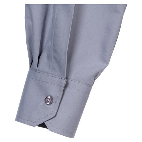 Long Sleeve Clergy Shirt in Light Gray, mixed cotton In Primis 5