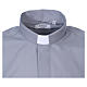 Long Sleeve Clergy Shirt in Light Gray, mixed cotton In Primis s2