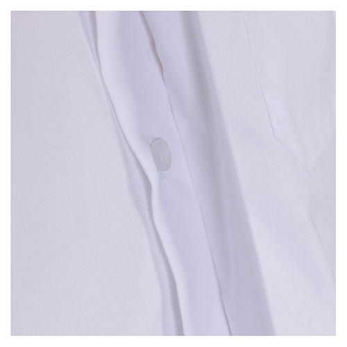Chemise Clergyman Manches Courtes - 65% Polyester 35% Coton - Blanc - Col Clergé - Coupe Moderne Confortable