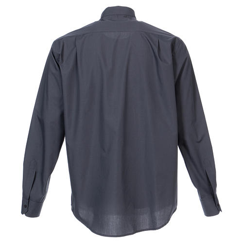 Long-sleeved clergy shirt in dark grey cotton blend In Primis 6