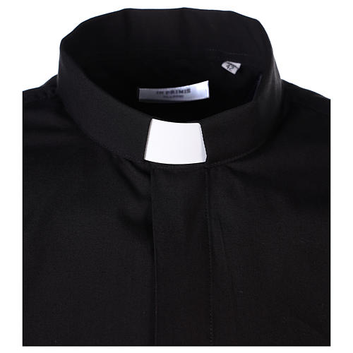 Camicia clergyman manica lunga misto cotone nera In Primis 3