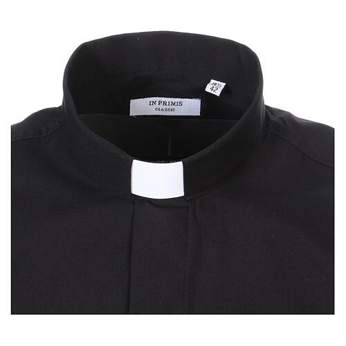 Camisa Clergyman manga longa misto algodão preto In Primis 2