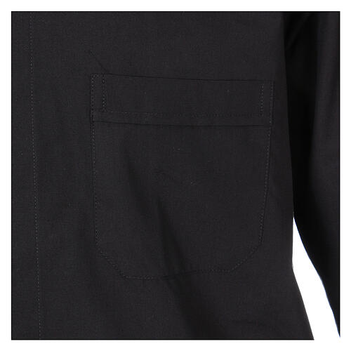 Long Sleeve Black Clergy Shirt, mixed cotton In Primis 4