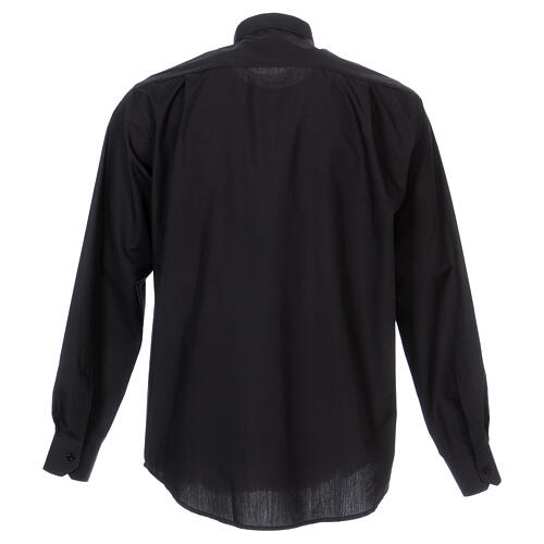 Long Sleeve Black Clergy Shirt, mixed cotton In Primis 6