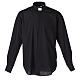 Long Sleeve Black Clergy Shirt, mixed cotton In Primis s1