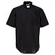 Camisa Colarinho Clergy manga curta misto algodão preto In Primis s1