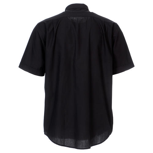 Short Sleeve Black Clergy Shirt, mixed cotton In Primis 5