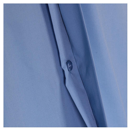 Short-sleeved clergy shirt in sky blue cotton blend In Primis 4