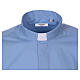 Short-sleeved clergy shirt in sky blue cotton blend In Primis s2