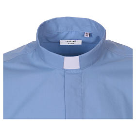 Camisa de sacerdote manga curta misto algodão azul claro In Primis