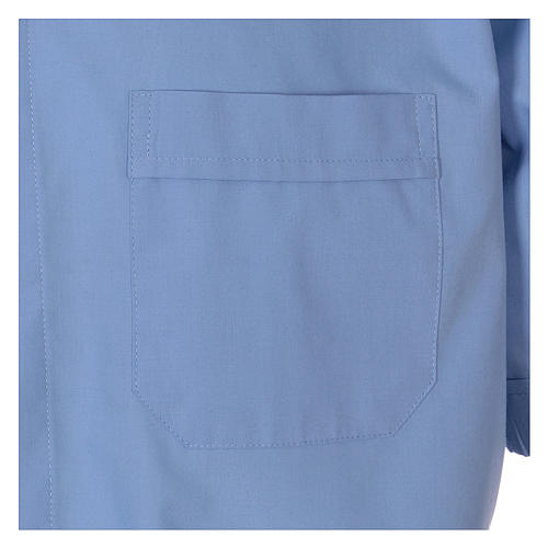 Camisa de sacerdote manga curta misto algodão azul claro In Primis 3