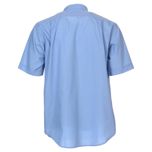 Camisa de sacerdote manga curta misto algodão azul claro In Primis 5
