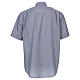 Camisa clergyman manga corta mixto algodón gris claro In Primis s5