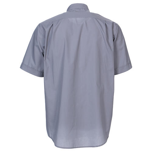 Short Sleeve Clergy Shirt in Light Gray, mixed cotton In Primis 5