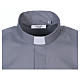 Short Sleeve Clergy Shirt in Light Gray, mixed cotton In Primis s2