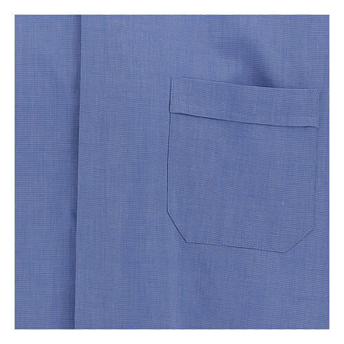 Clergical shirt, blue fil à fil cotton, short sleeves 2