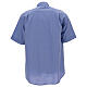 Clergical shirt, blue fil à fil cotton, short sleeves s4