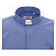Chemise col clergy fil à fil bleue manches courtes s3