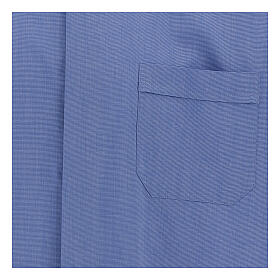 Blue Clergy shirt tab collar fil-a-fil short sleeve