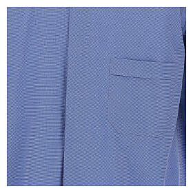 Clergical shirt, blue fil à fil cotton, long sleeves