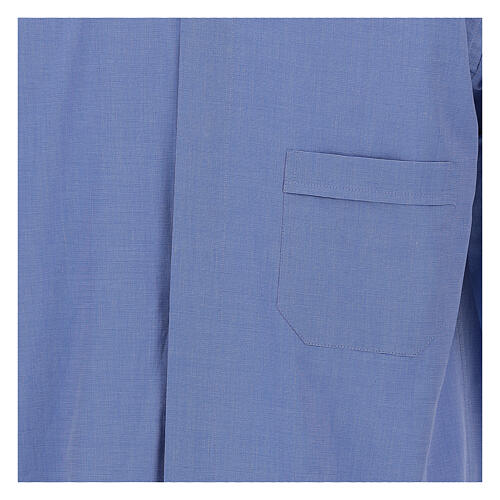Clergical shirt, blue fil à fil cotton, long sleeves 2