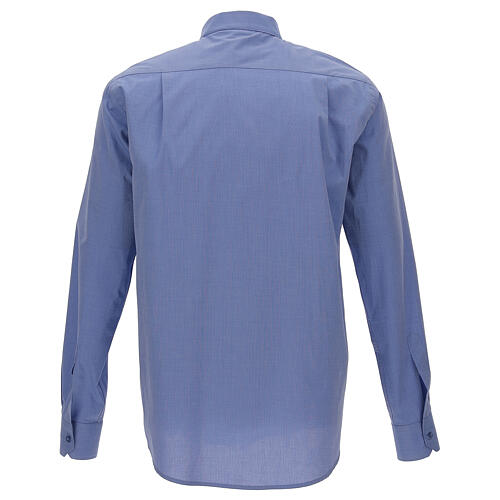 Clergical shirt, blue fil à fil cotton, long sleeves 5