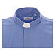 Clergical shirt, blue fil à fil cotton, long sleeves s3
