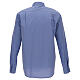 Clergical shirt, blue fil à fil cotton, long sleeves s5