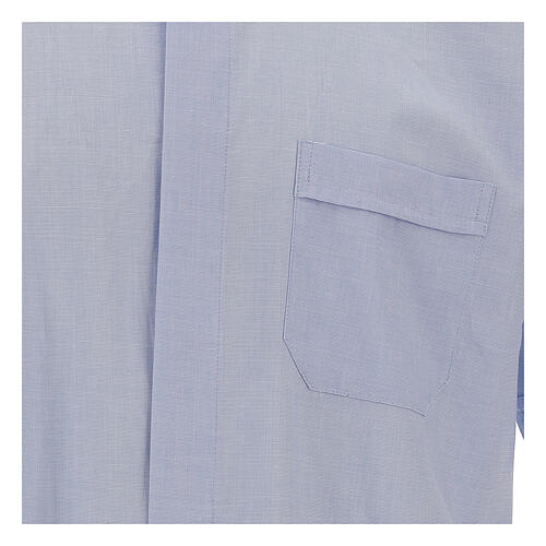 Collarhemd mit Kurzarm, Fil-à-Fil-Baumwollmischung, Himmelblau In Primis 2