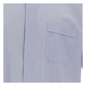 Clergical shirt, light blue fil à fil cotton, short sleeves