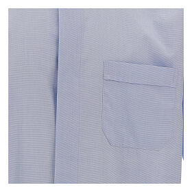 Clergical shirt, light blue fil à fil cotton, long sleeves