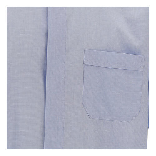 Clergical shirt, light blue fil à fil cotton, long sleeves 2