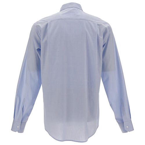 Clergical shirt, light blue fil à fil cotton, long sleeves 4