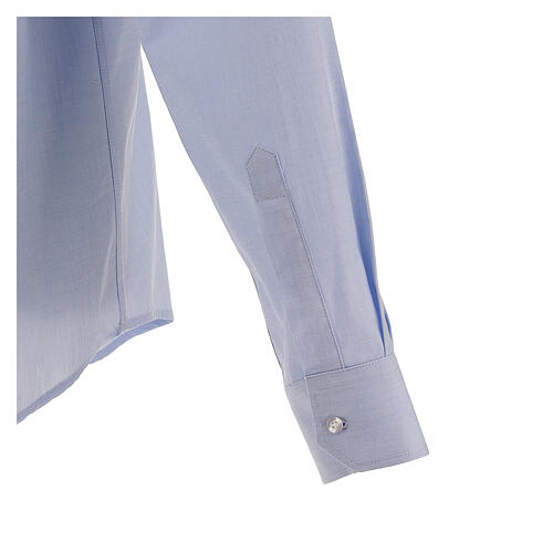 Koszula kapłańska fil a fil błękitna długi rękaw 5