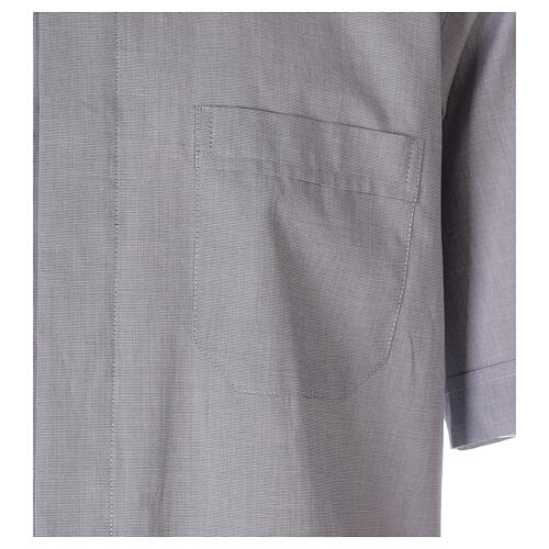 Clergical shirt, light grey fil à fil cotton, short sleeves 3