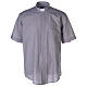 Clergical shirt, light grey fil à fil cotton, short sleeves s1