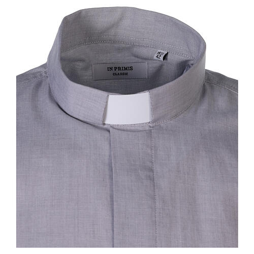 Camisa colarinho clergy filafil cinzento claro manga curta 4