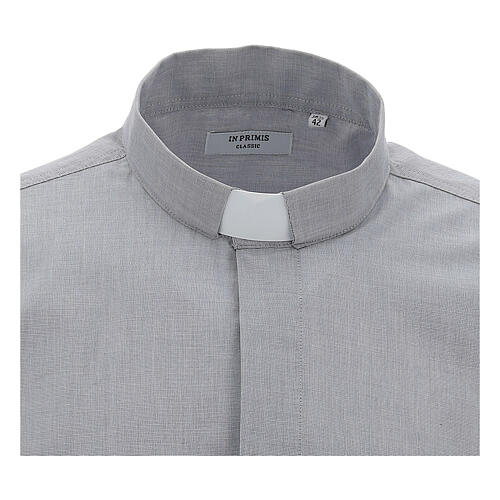 Clergical shirt, light grey fil à fil cotton, long sleeves 3