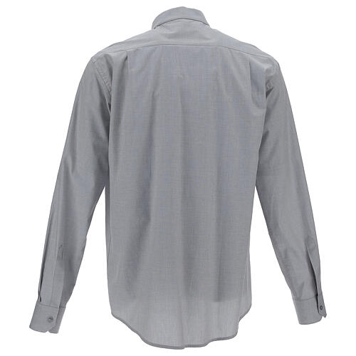 Clergical shirt, light grey fil à fil cotton, long sleeves 4