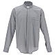 Clergical shirt, light grey fil à fil cotton, long sleeves s1