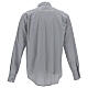 Clergical shirt, light grey fil à fil cotton, long sleeves s4