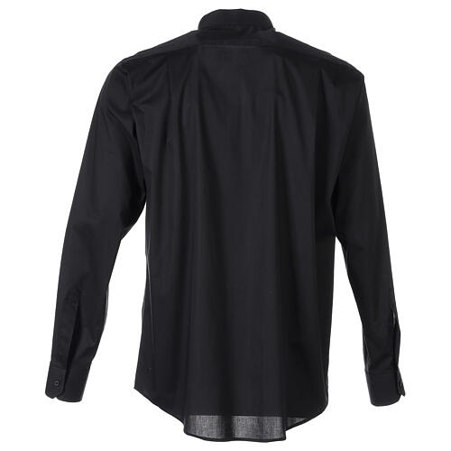 Stretch clergy shirt In Primis, black cotton, long sleeves 6