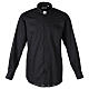 Stretch clergy shirt In Primis, black cotton, long sleeves s1