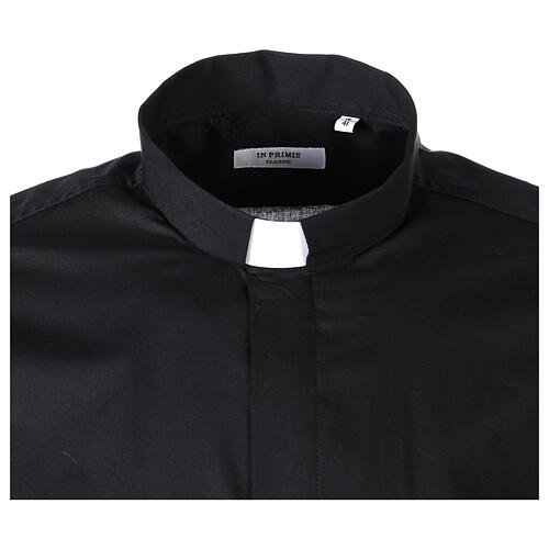 Chemise clergy In Primis élastique coton manches longues noire 4