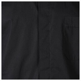 Black clergy shirt In Primis stretch cotton long sleeve