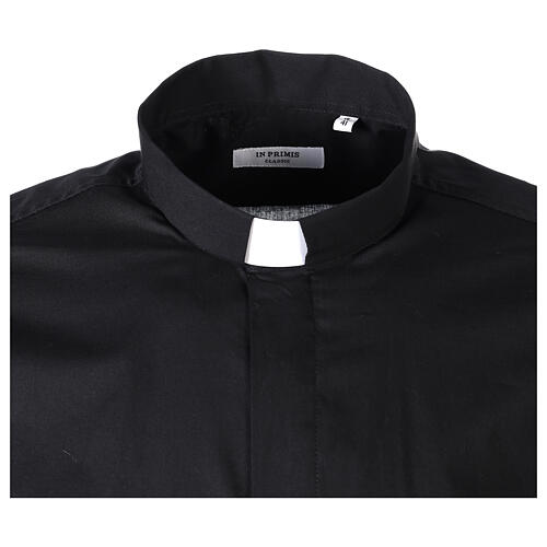 Black clergy shirt In Primis stretch cotton long sleeve 4