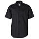 Stretch clergy shirt In Primis, black cotton, short sleeves s1